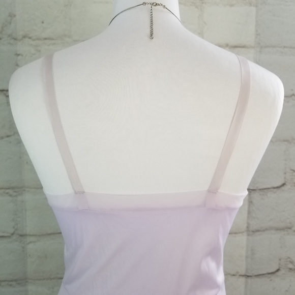 Vintage M 36 Light Lilac Purple White Lace Trim Chemise Shory Slip Nightie - Picture 7 of 9